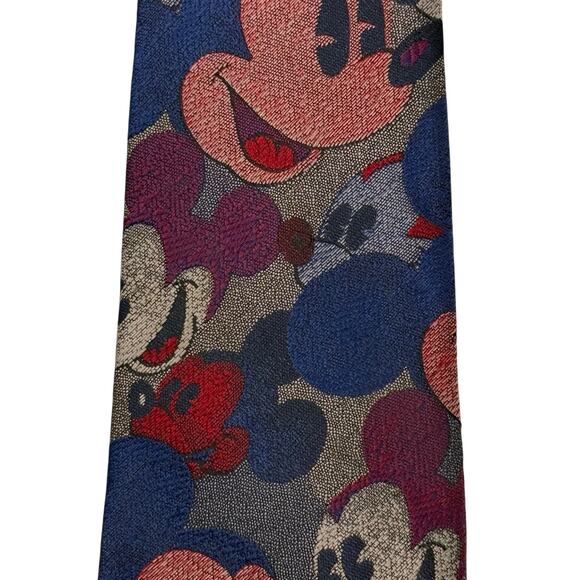 Disney Mickey Mouse All-Over Print Tie Blue Red Poly USA Made - Picture 2 of 5